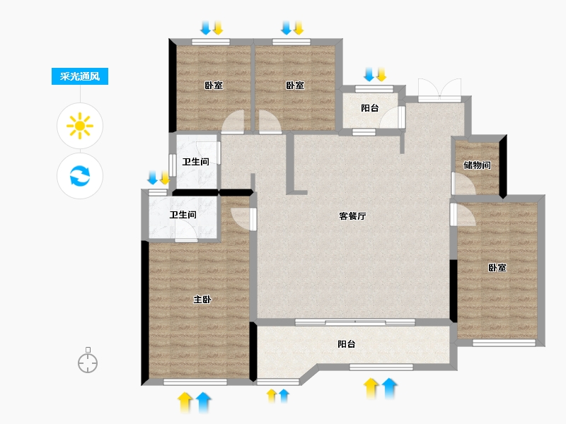 四川省-成都市-天恒御湖天境-116.75-户型库-采光通风