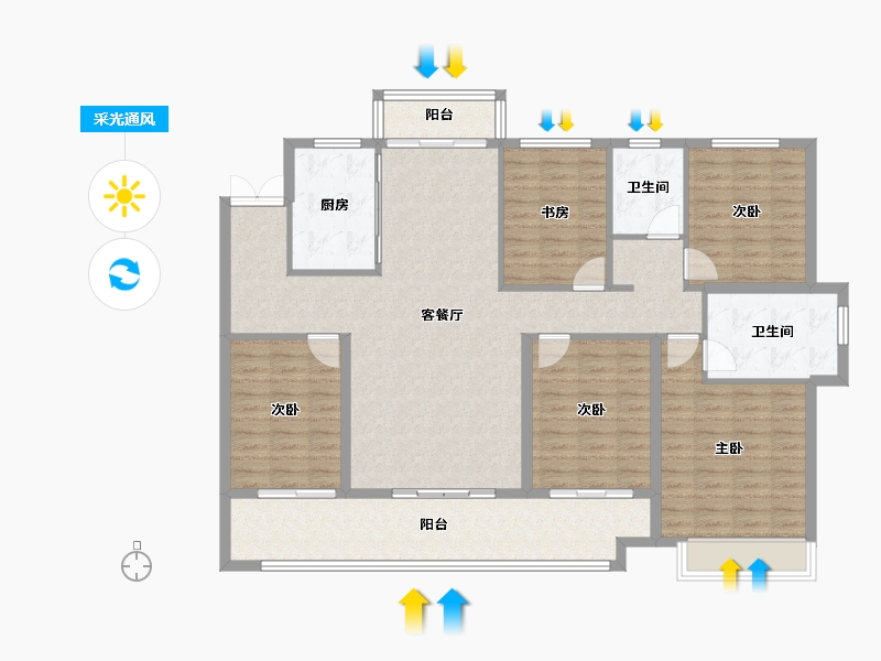 安徽省-蚌埠市-润石公园悦府-137.60-户型库-采光通风