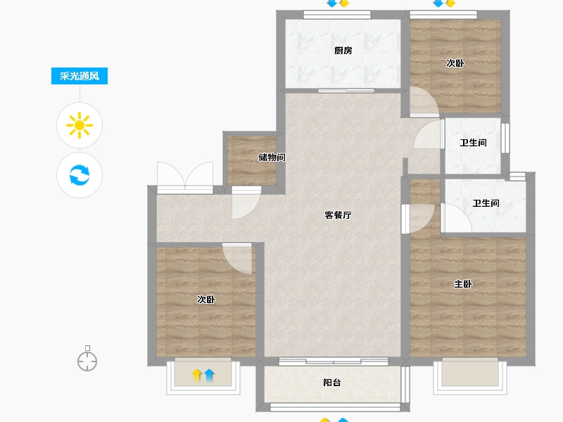 甘肃省-嘉峪关市-森林公园·壹号苑-88.00-户型库-采光通风