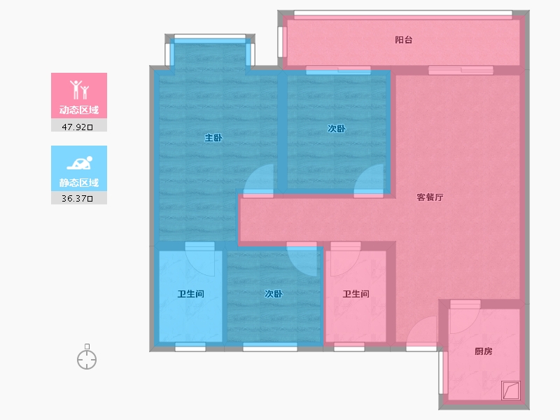 河南省-开封市-枫华西湖湾金明府-85.00-户型库-动静分区