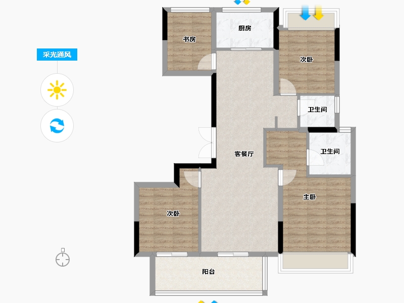 浙江省-绍兴市-钱门江南府-101.50-户型库-采光通风