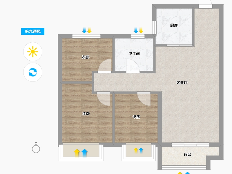 陕西省-延安市-伴山樾谷·芳菲里-64.95-户型库-采光通风