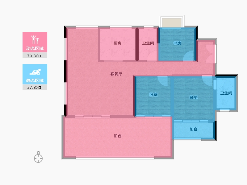 陕西省-延安市-翡翠云锦-106.26-户型库-动静分区