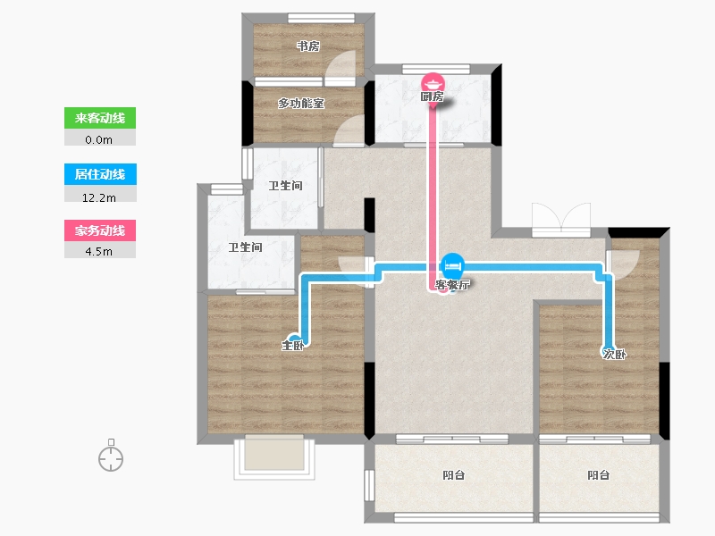 江苏省-扬州市-金源玖樾-85.60-户型库-动静线