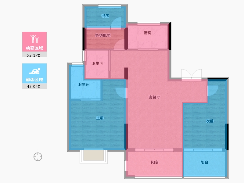 江苏省-扬州市-金源玖樾-85.60-户型库-动静分区