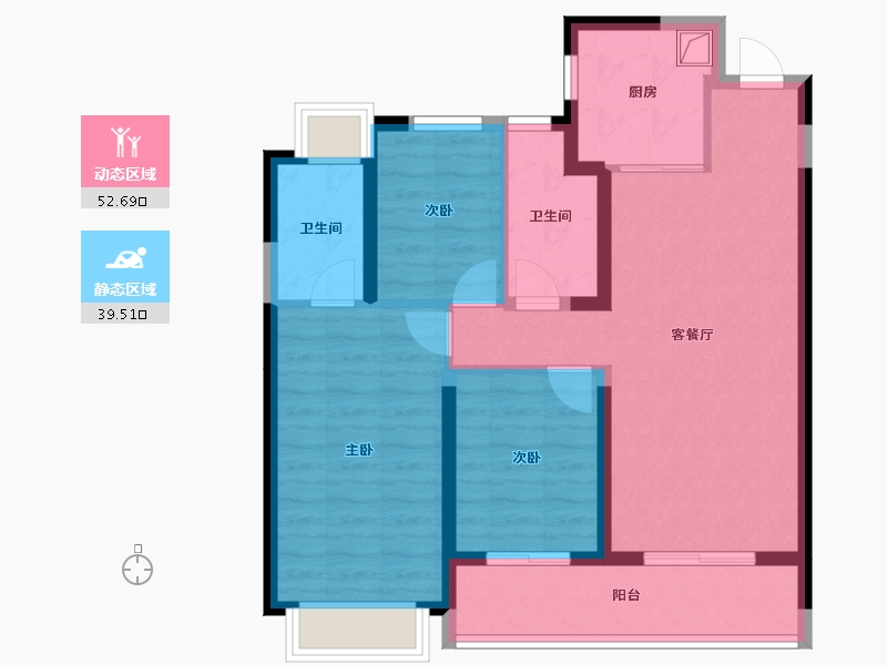 贵州省-遵义市-金域华府-76.00-户型库-动静分区