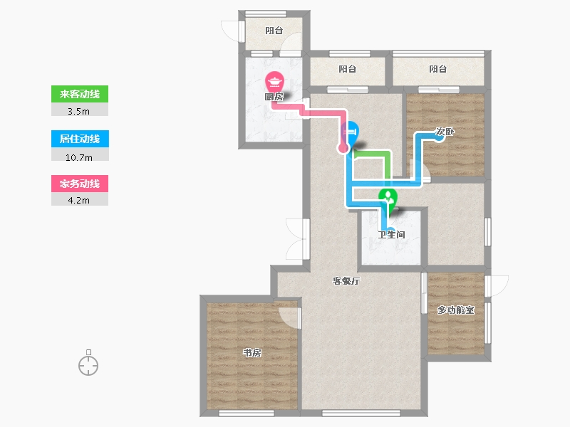 内蒙古自治区-鄂尔多斯市-万正丽景-135.20-户型库-动静线