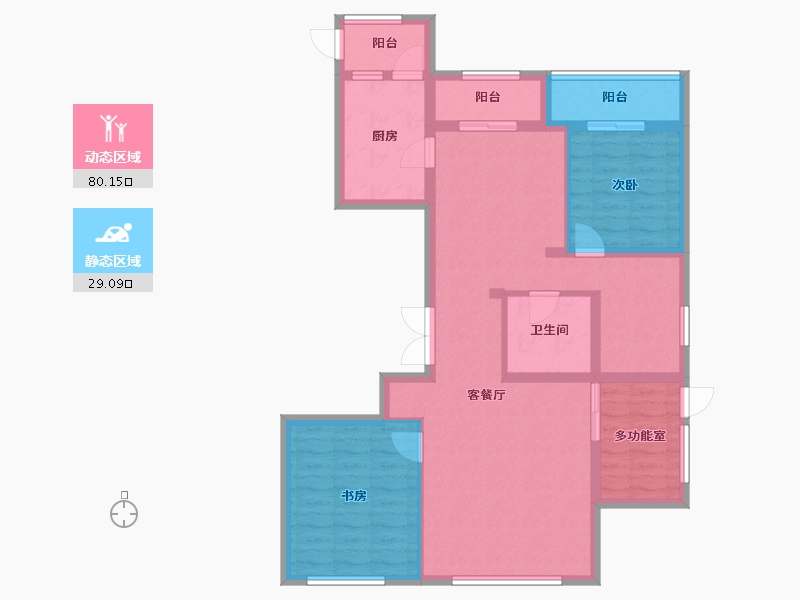 内蒙古自治区-鄂尔多斯市-万正丽景-135.20-户型库-动静分区