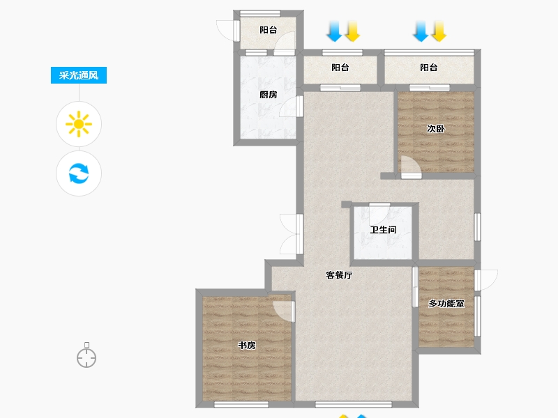 内蒙古自治区-鄂尔多斯市-万正丽景-135.20-户型库-采光通风