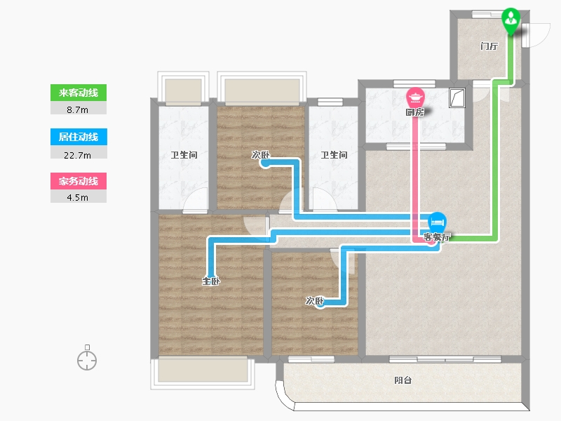 湖北省-武汉市-香港置地·金地·峯璟-106.46-户型库-动静线