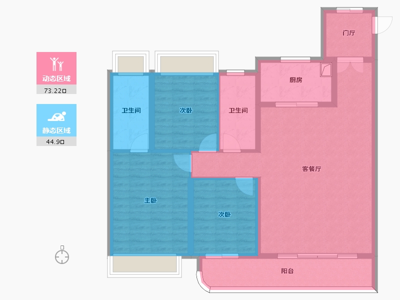 湖北省-武汉市-香港置地·金地·峯璟-106.46-户型库-动静分区