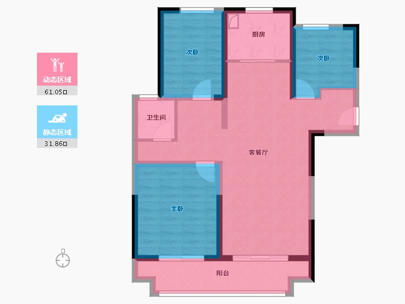 江苏省-徐州市-鸿基·泊枫花园-82.46-户型库-动静分区