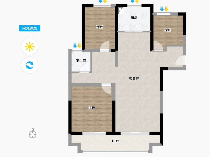 江苏省-徐州市-鸿基·泊枫花园-82.46-户型库-采光通风