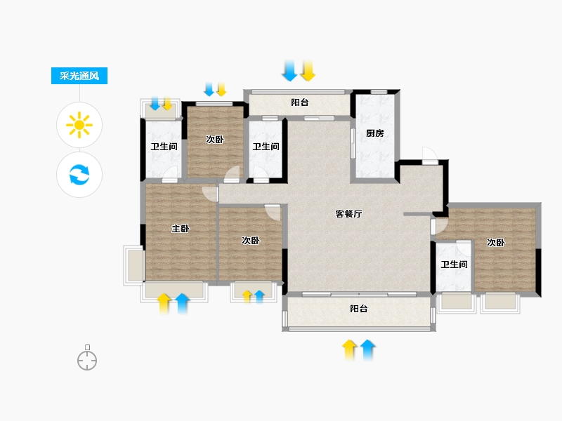 湖南省-长沙市-明昇望月府-152.59-户型库-采光通风