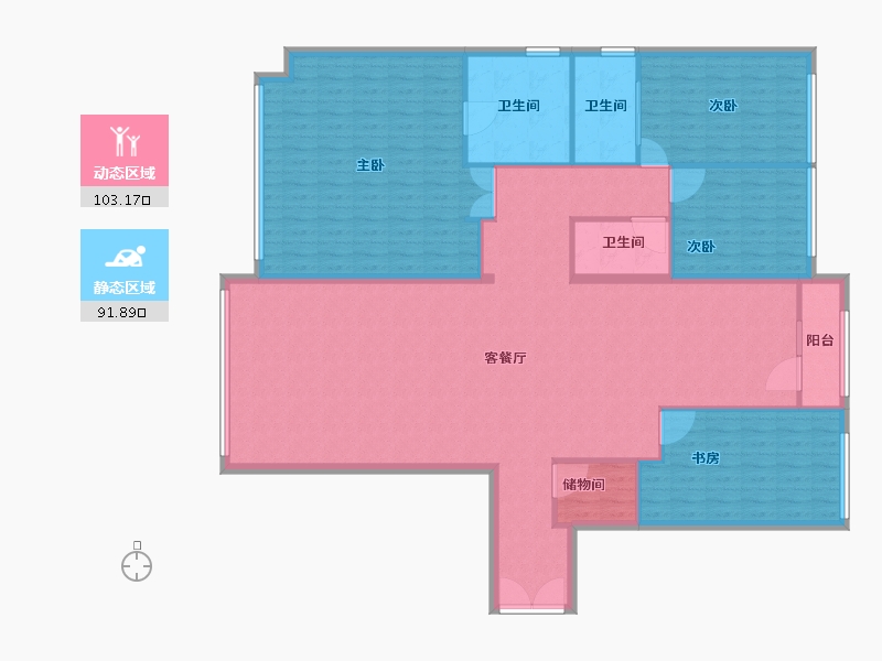 湖南省-长沙市-龙湖春江郦城滨江颂-180.70-户型库-动静分区