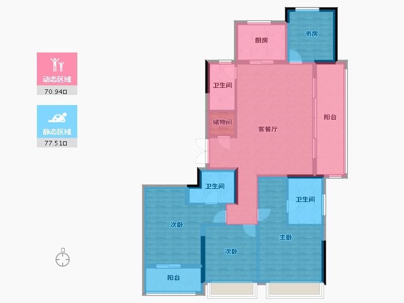 浙江省-杭州市-滨江奥印潮观府-134.11-户型库-动静分区