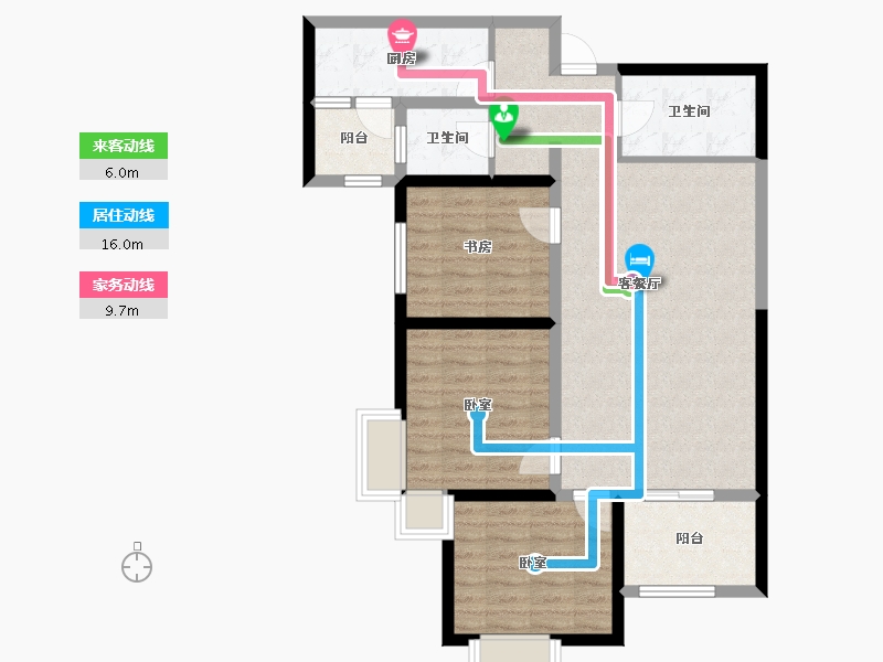 陕西省-渭南市-御林花苑-89.61-户型库-动静线