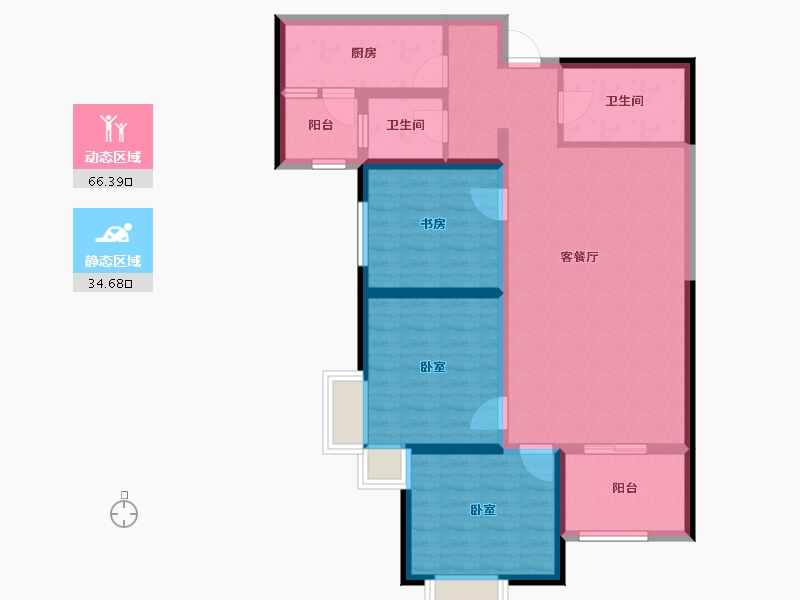 陕西省-渭南市-御林花苑-89.61-户型库-动静分区