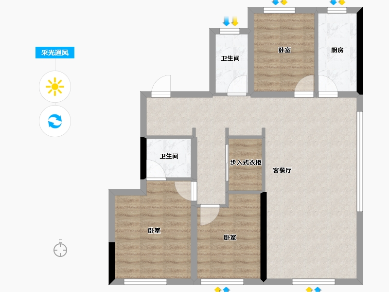 辽宁省-鞍山市-合谊·文成里-82.62-户型库-采光通风