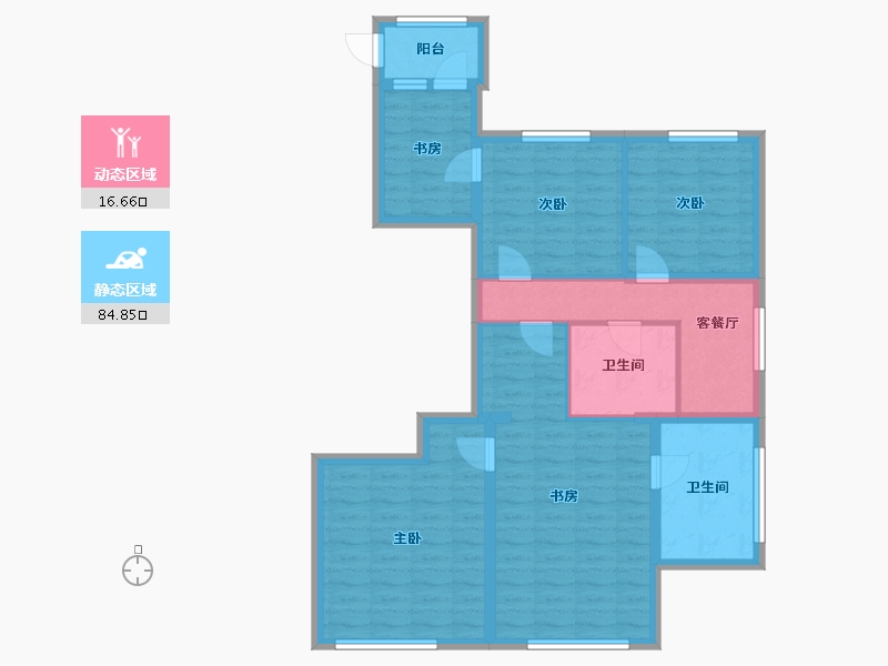 内蒙古自治区-鄂尔多斯市-万正丽景-76.80-户型库-动静分区