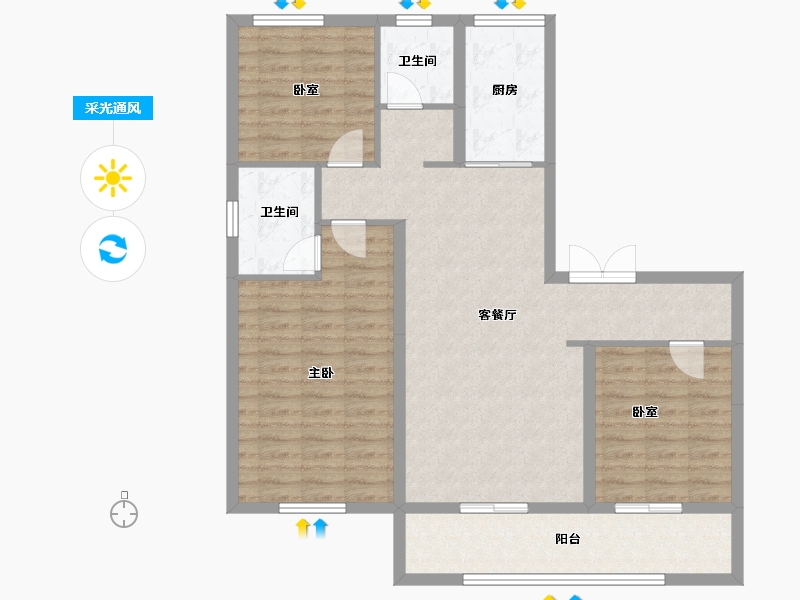 山东省-聊城市-正泰壹号院-100.00-户型库-采光通风