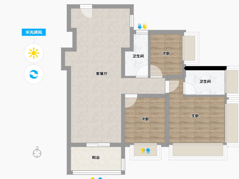 广东省-东莞市-旗峰润府-70.39-户型库-采光通风