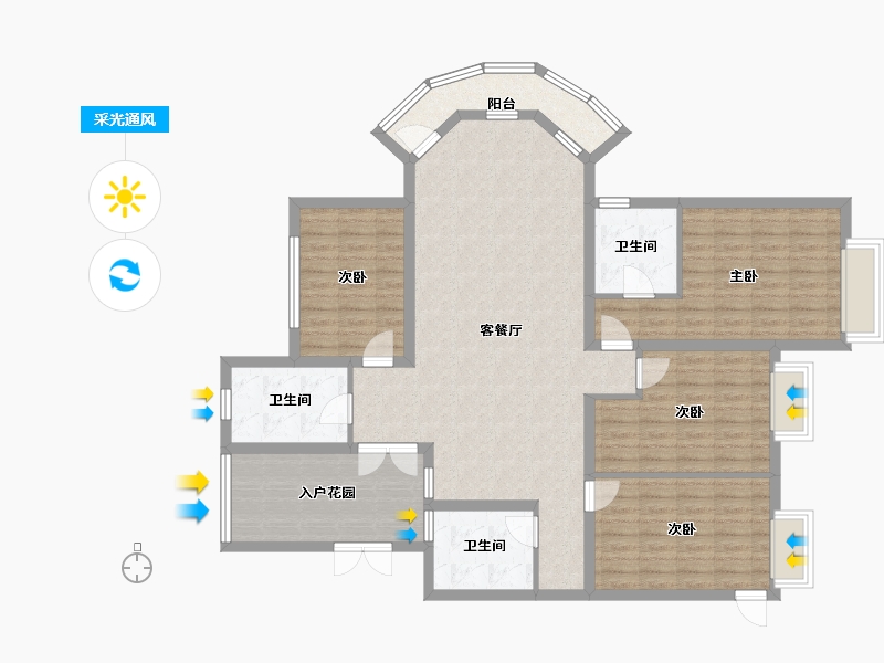 安徽省-合肥市-振徽苑-136.00-户型库-采光通风