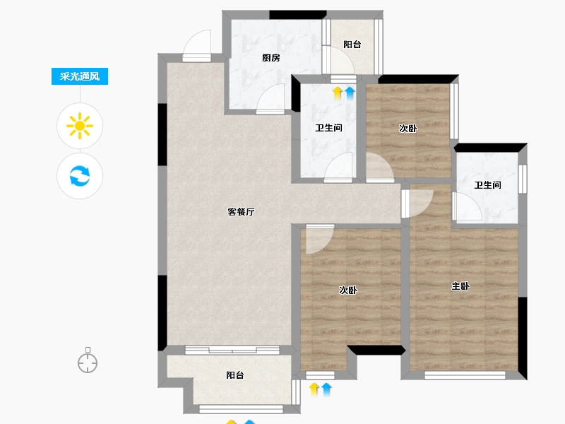 四川省-德阳市-保利国际城莱韵花园-78.02-户型库-采光通风