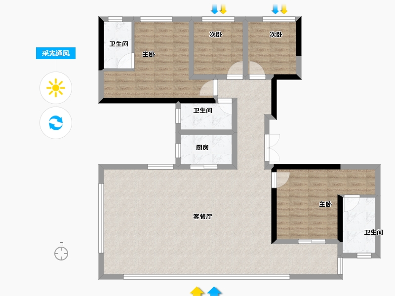 四川省-宜宾市-康龙·城南华府-112.10-户型库-采光通风