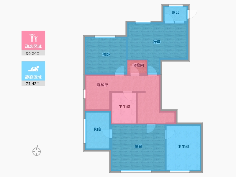 内蒙古自治区-鄂尔多斯市-万正丽景-112.80-户型库-动静分区