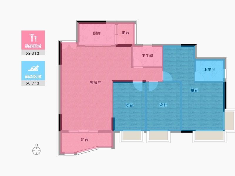 广东省-广州市-富力广场-S1-105.21-户型库-动静分区