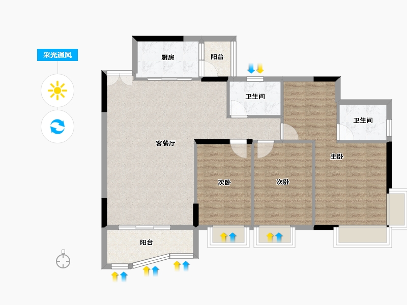 广东省-广州市-富力广场-S1-105.21-户型库-采光通风