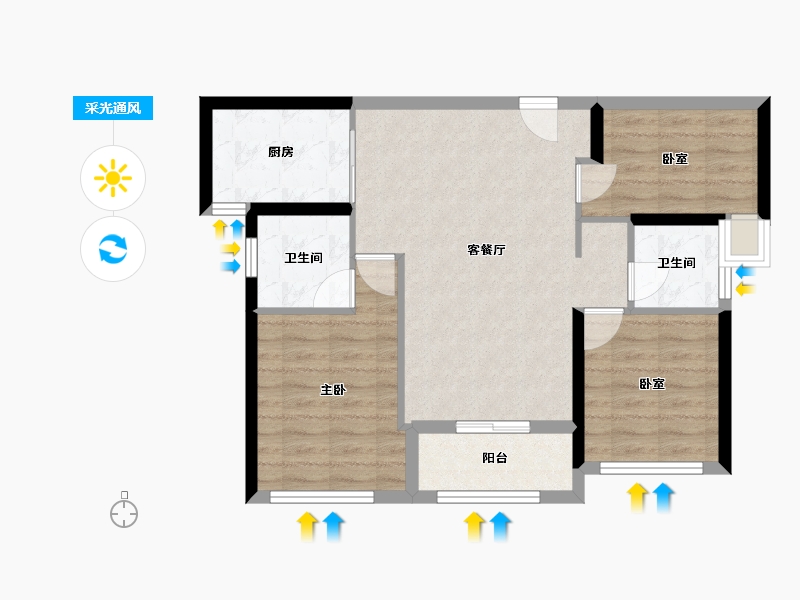 福建省-厦门市-海沧中心TOD璞盛-71.21-户型库-采光通风