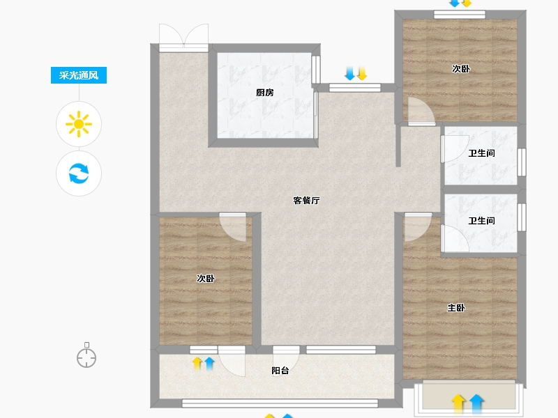 山东省-德州市-锦岸风华-97.62-户型库-采光通风