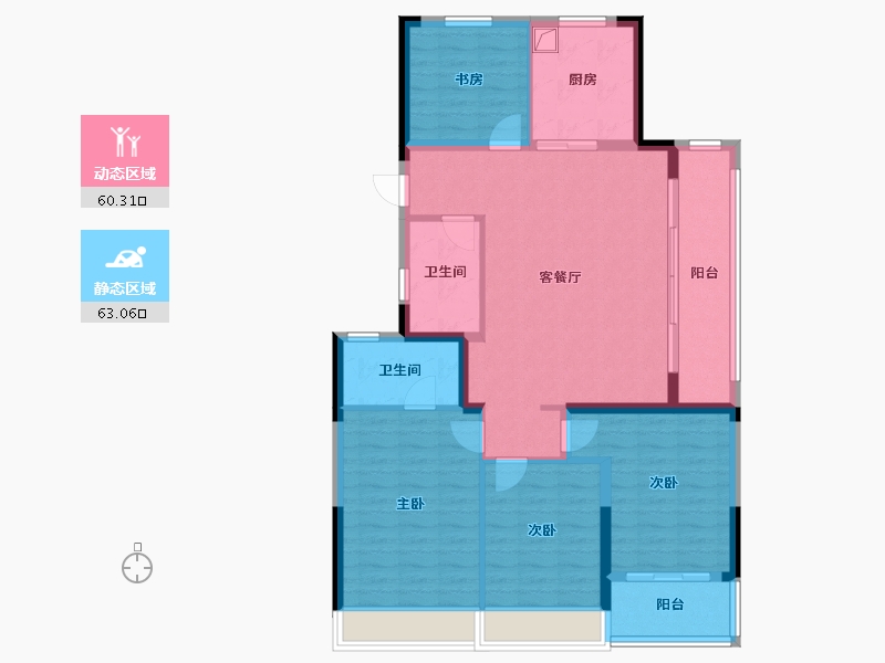 浙江省-杭州市-望云璟晨府-111.21-户型库-动静分区