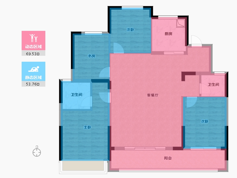 浙江省-杭州市-望云璟晨府-111.20-户型库-动静分区