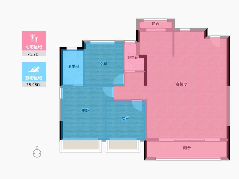 陕西省-西安市-华润置地港悦城嘉悦-99.85-户型库-动静分区