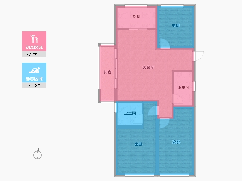 浙江省-杭州市-宁巢美地公寓五区-93.24-户型库-动静分区