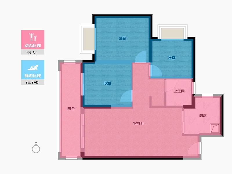 云南省-昆明市-昆明金地峯境-69.84-户型库-动静分区