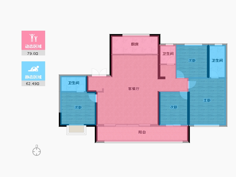 陕西省-西安市-雁南云境-128.39-户型库-动静分区