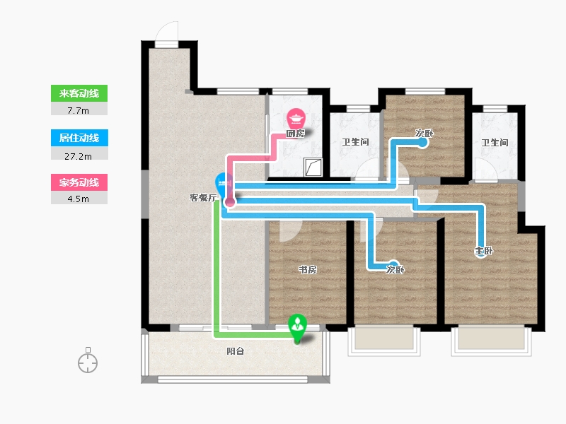 陕西省-西安市-高科·紫薇时光云境-104.24-户型库-动静线