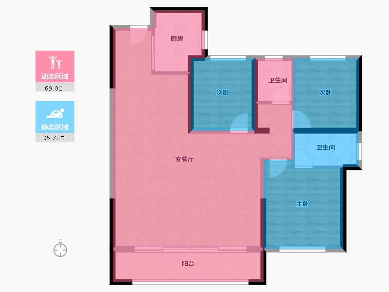 陕西省-西安市-雁南云境-94.43-户型库-动静分区