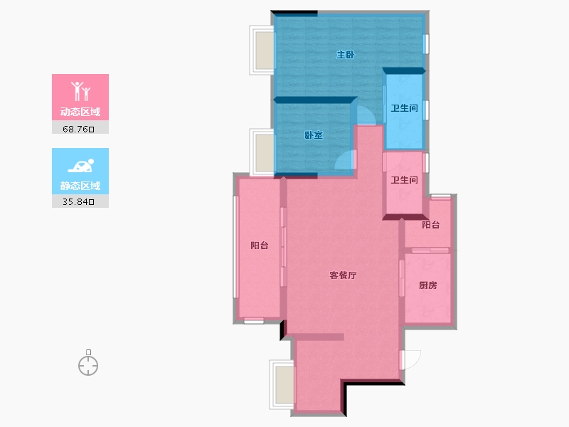 重庆-重庆市-鸿鸥山屿城-103.74-户型库-动静分区