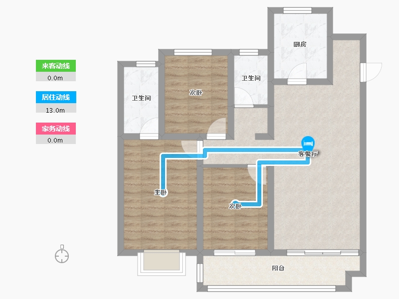 甘肃省-庆阳市-怡泽苑-86.40-户型库-动静线