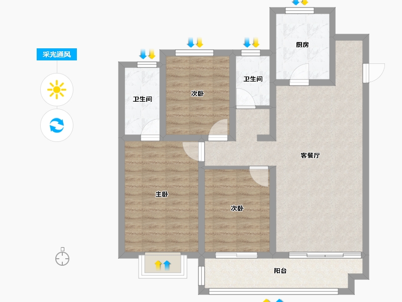 甘肃省-庆阳市-怡泽苑-86.40-户型库-采光通风