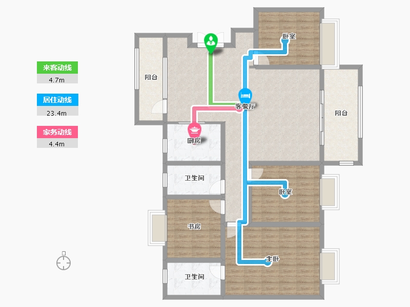 陕西省-商洛市-凤邨小筑-134.88-户型库-动静线