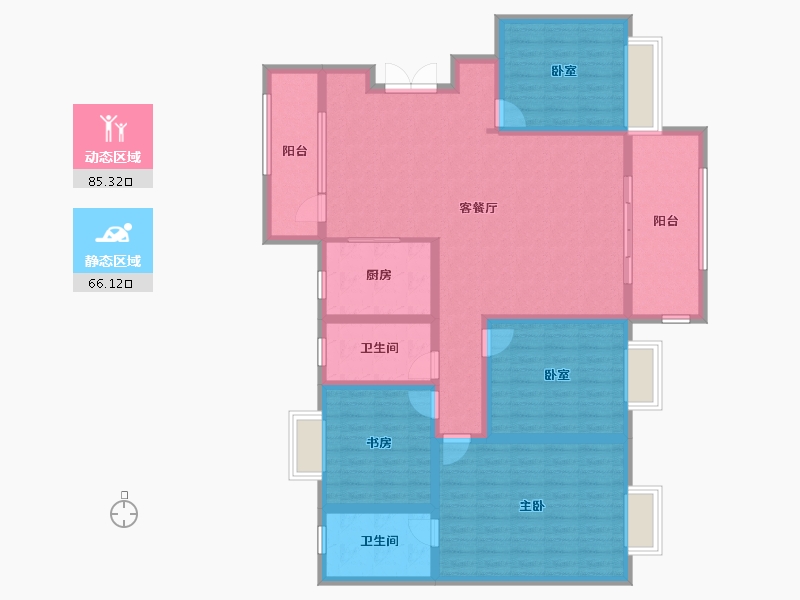 陕西省-商洛市-凤邨小筑-134.88-户型库-动静分区