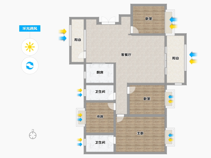 陕西省-商洛市-凤邨小筑-134.88-户型库-采光通风