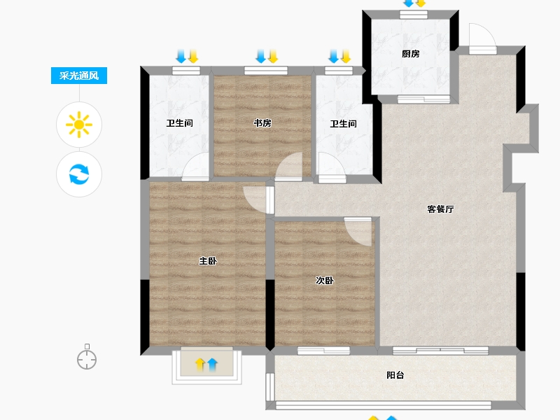 浙江省-宁波市-轨交·阅塘著府-92.20-户型库-采光通风