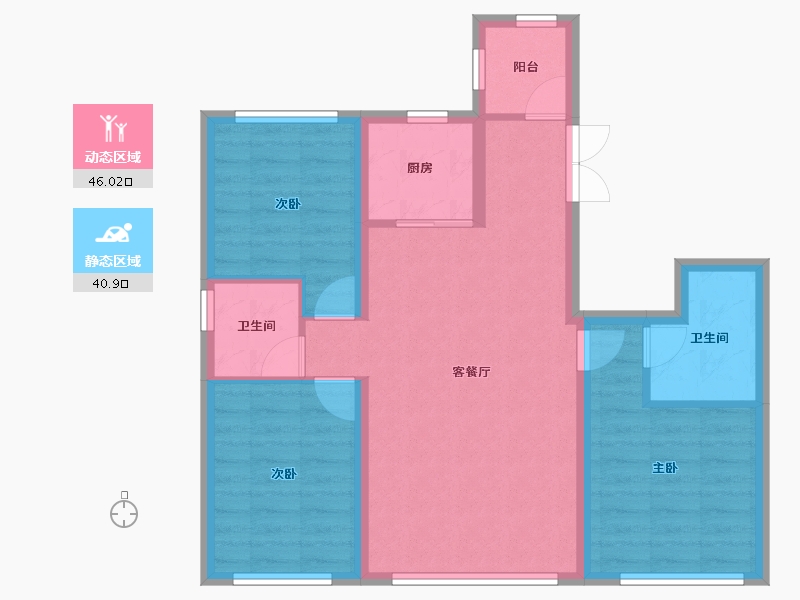 辽宁省-大连市-铁龙·连兴里-77.56-户型库-动静分区